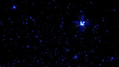 Loop blue star light particles flow up on black background Stock Footage 297758562