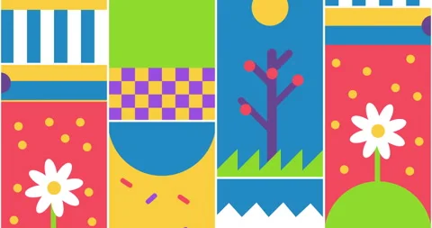 Loop bright simple modern abstract summer pattern. Abstract summer geometric Video stock 275291487