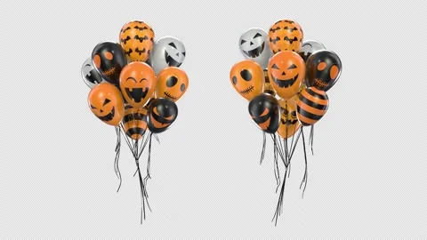 Loop Bunch of balloons with halloween texture with alpha channel 库存影片 139820127