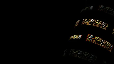 Loop Business Intelligence 3D tube glitch gold  text animation Stock Footage 311706790