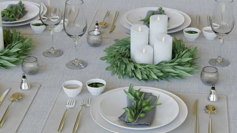 Loop Camera movement over the festive table Stock Footage 159931677