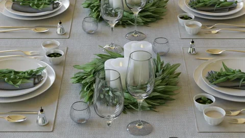 Loop Camera movement over the festive table Stock Footage 160089354