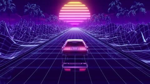 Loop Car and background neon retro wave Stock Video Pond5