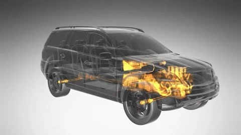 Loop car rotate. visible engine and gear transmission Stock Footage 68933695