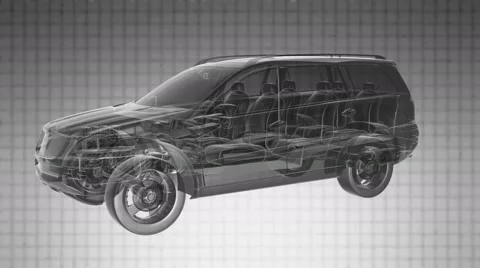 Loop car rotate. visible engine and gear transmission Stock Footage 68933869