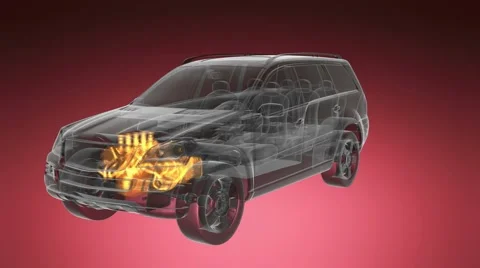 Loop car rotate. visible engine and gear transmission Stock Footage 69047179