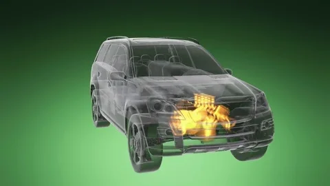 Loop car rotate. visible engine and gear transmission Stock Footage 69266389