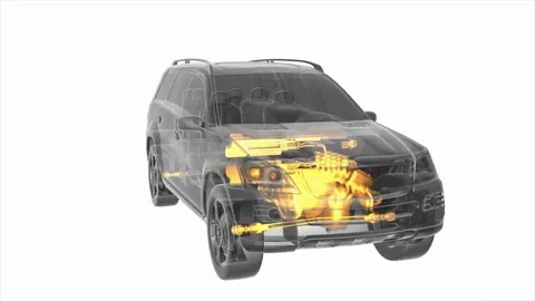 Loop car rotate. visible engine and gear transmission Stock Footage 69266417