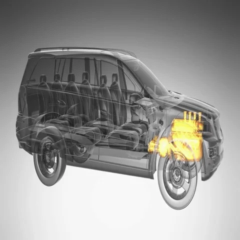 Loop car rotate. visible engine and gear transmission Stock Footage 69517856