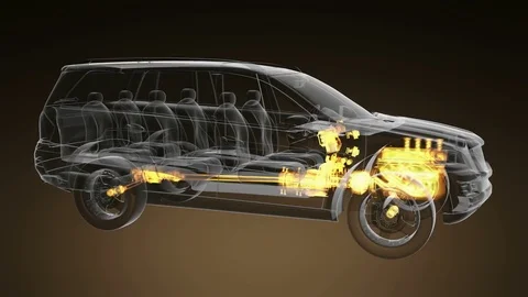 Loop car rotate. visible engine and gear transmission Stock Footage 69746518