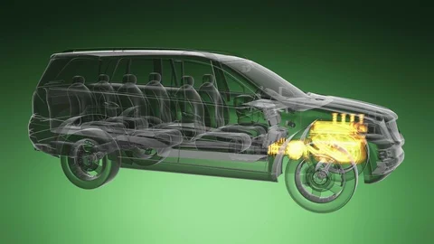 Loop car rotate. visible engine and gear transmission Stock Footage 69746548