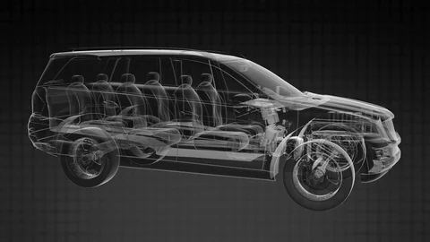 Loop car rotate. visible engine and gear transmission Stock Footage 69994701