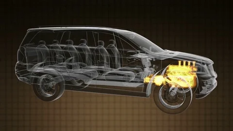 Loop car rotate. visible engine and gear transmission Stock Footage 70961846