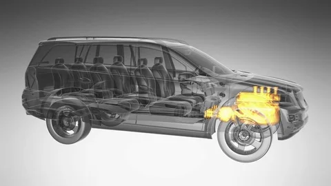 Loop car rotate. visible engine and gear transmission Stock Footage 71269751