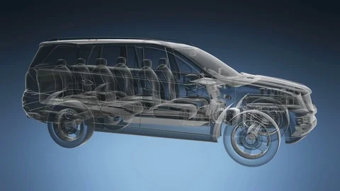 Loop car rotate. visible engine and gear transmission Stock Footage 71449468