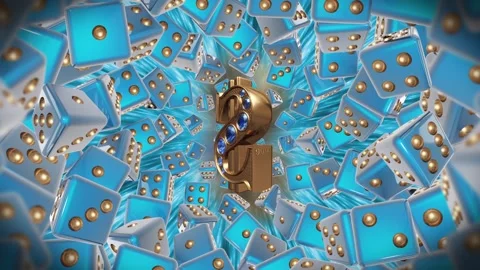 Loop Casino Lucky Dollar Blue Background Stock Footage 249309532