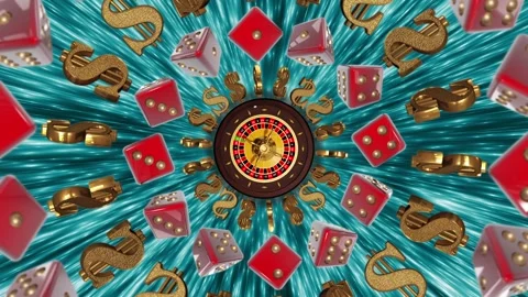 Loop Casino Roulette Dollar and Dice Background Stock Footage 249310994