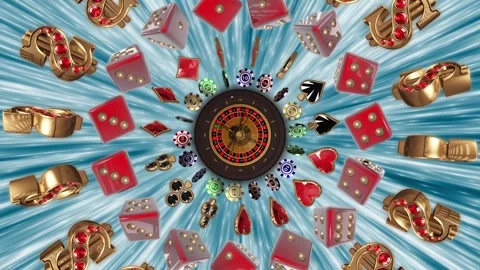 Loop Casino Roulette Dollar and Dice Background Stock Footage 249311217