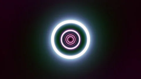 Loop center radial blue glow pink laser ring tunnel Stock Footage 233901869