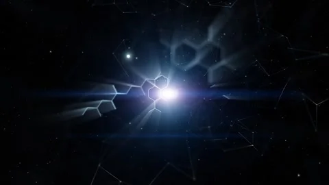Loop chemical hexagon bonds on dark blue background Stock Footage 341900277