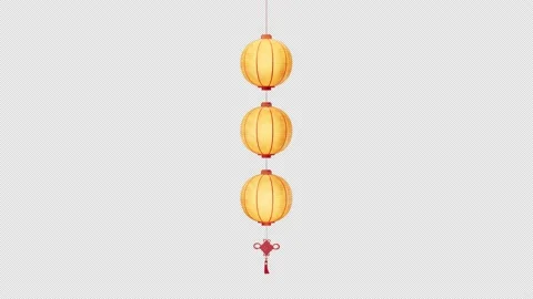 Loop Chinese ancient lanterns with alpha channel, 3d rendering. Stock Footage 238773166