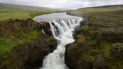 Loop cinemagraph of Kolufossar water waterfall falls in Kolugljufur, Iceland Stock Footage 130073506
