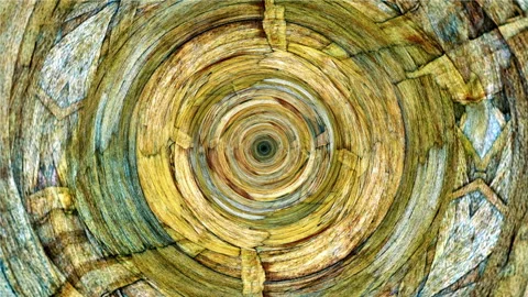 Loop circle grunge recycled compressed wood tunnel Stock Footage 173985614