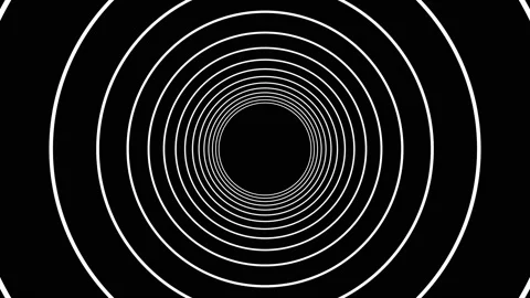 Loop circles creating a tunnel, tour visual overlay black screen Stock Footage 155387934