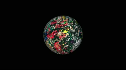 Loop colorful grunge ball sphere in rotating Stock Footage 196265267
