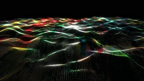 Loop of colorful particles wave technology background Video stock 196265333