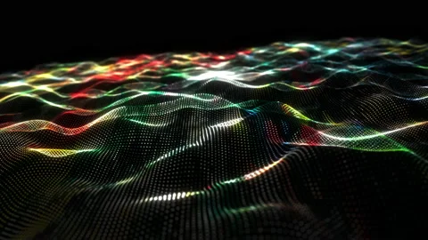 Loop of colorful particles wave technology background Stock Footage 196265348