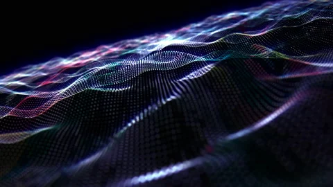 Loop of colorful particles wave technology background Stock Footage 197014597