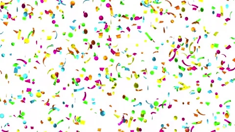 Loop Confetti falling over White Screen Stock Footage 278950040