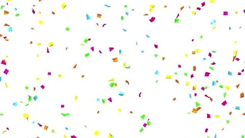 Loop Confetti falling over White Screen Stock Footage 278950142
