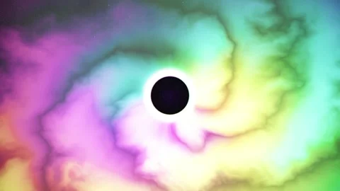 Loop Cosmic Rainbow Quasar with Vibrant Glowing Nebula and Black Hole Animation Stock Footage 346156915