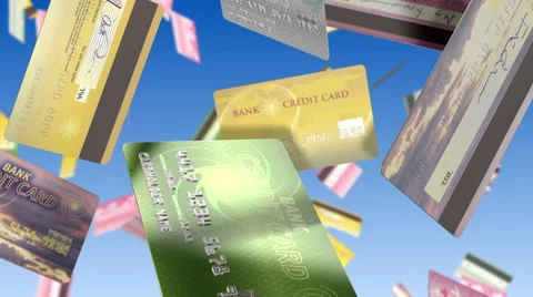Loop of credit cards falling. Representing debt, finances etc. Stock Footage 41385142