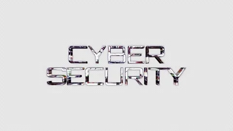 Loop Cyber Security silver text shine glitch effect Stock Footage 317819360
