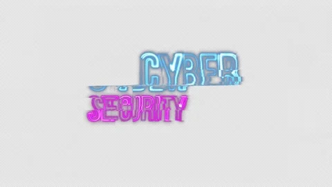 Loop Cyber Seurity blue pink neon text glitch effect Stock Footage 246492421