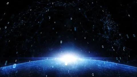 Loop dark blue digital sphere with binary code animation Stockbeeldmateriaal 341293246