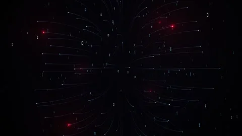 Loop dark computer cyberspace network with binary data and blinking lights Stock Footage 345329682