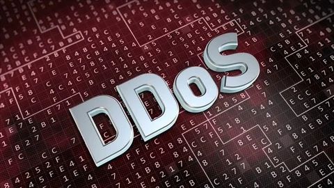 Loop of DDoS (Distributed Denial of Service) acronym turning red. Stock Footage 72289948