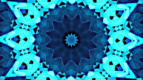 Loop digital art blue star kaleidoscope sequence pattern Stock Footage 157598503