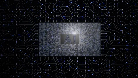 Loop digital artificial intelligence motherboard circuits with ai chip Vídeos de archivo 341832930