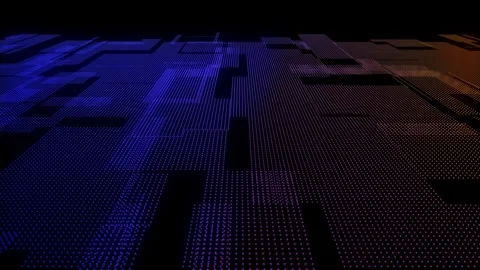 Loop digital background with glowing blue purple and orange particles 库存影片 346140105