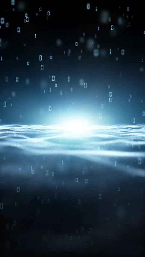 Loop digital binary numbers with wavy vertical background Stock Footage 345524269