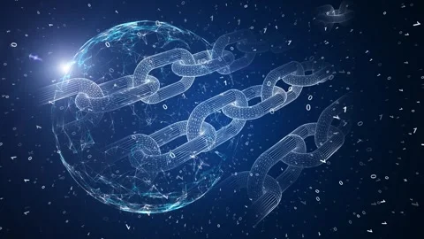 Loop digital blockchain chain with sphere loop animation Stock Footage 344146329