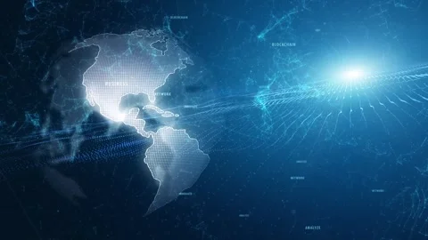 Loop digital earth business blockchain network Stock Footage 337369057