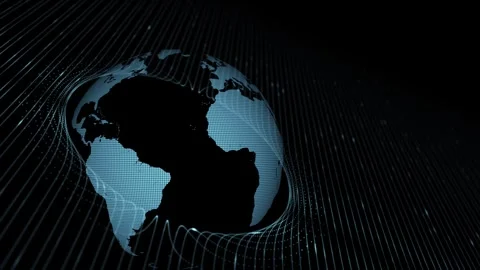 Loop digital earth globe with lines data travel animation Stock Footage 341293657