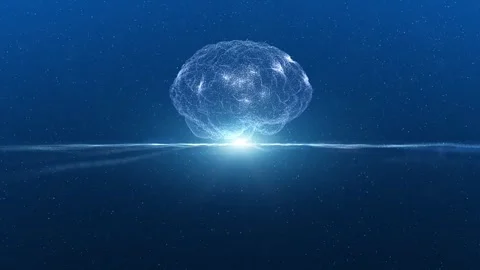 Loop digital human brain rotation copy space animation Stock Footage 345526030