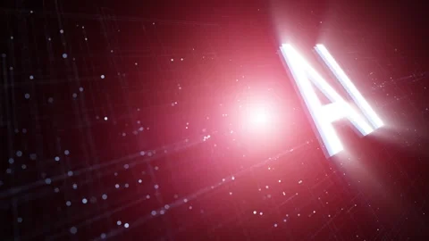 Loop digital red AI cyberspace network animation Stock Footage 345329705